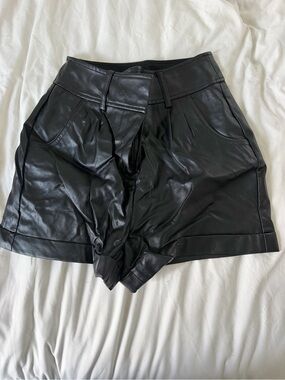 Express Black High-Waist Faux Leather Shorts